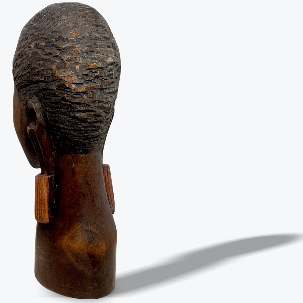 African‎ Ebony Hand Carved Fulani Ghana Woman Bust Statue Vintage - Picture 7 of 12